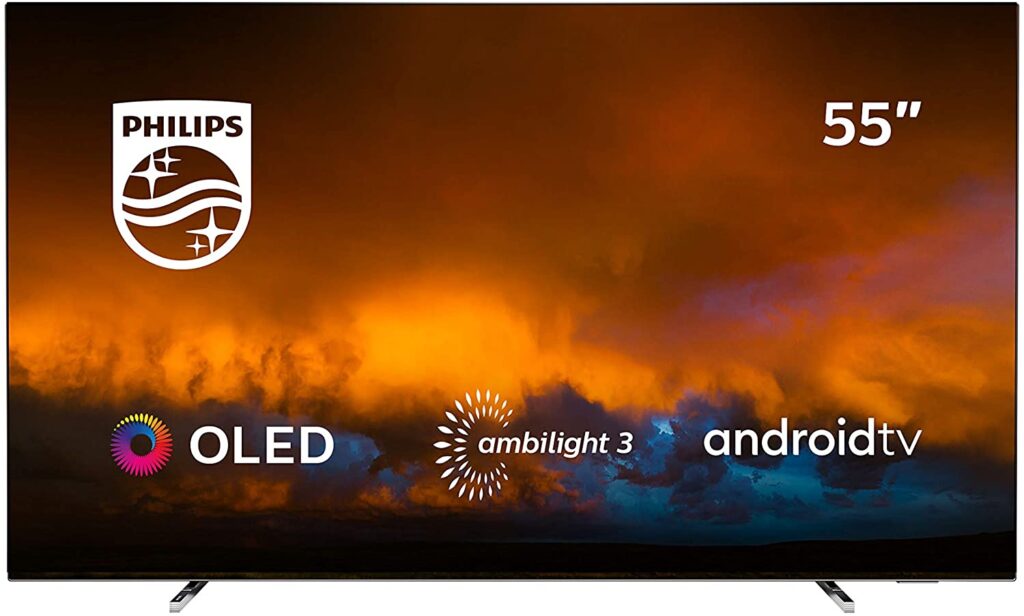 Philips 55OLED804/12 Televisor Smart TV OLED 4K UHD, 55 pulgadas (Android TV, Ambilight 3 lados, HDR10+, Dolby Vision, P5 Perfect Picture Engine, Google Assistant, Compatible con Alexa) [Clase de eficiencia